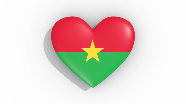 Heart in colors of flag Burkina Faso pulses, loop