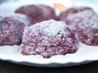 Closeup Image of Mince Organic Meat Burger Patties Covered with Flour, Frying Powder on a White Plate. Cooking At Home Concept.