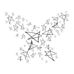 Abstract childish vector butterfly pattern that created from stars.