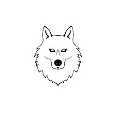 wolf head. vector dog. animal logo. black and white symbol