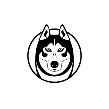 wolf head. vector dog. animal logo. black and white symbol. husky face
