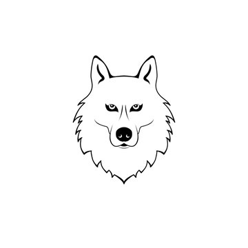 wolf head. vector dog. animal logo. black and white symbol