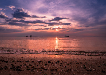 Sunset sky on the beach.