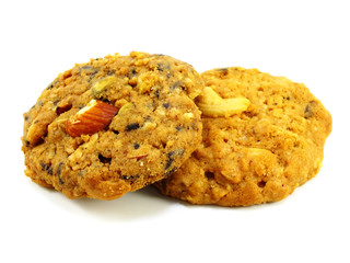 whole grains cookies isolated on white background