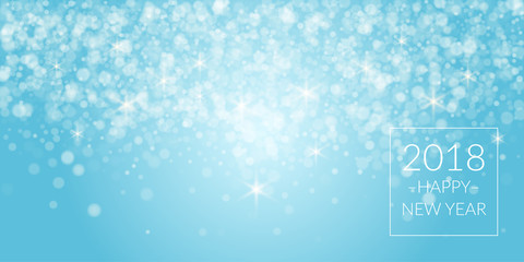 2018 New Year. Blurred abstract background with snowflake.