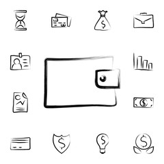 purse sketch style icon. Detailed set of banking in sketch style icons. Premium graphic design. One of the collection icons for websites, web design, mobile app