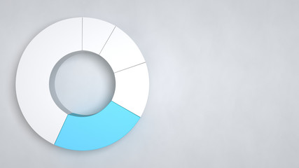 White ring pie chart with one blue sector