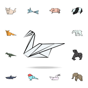 swan colored origami icon. Detailed set of origami animal in hand drawn style icons. Premium graphic design. One of the collection icons for websites, web design, mobile app
