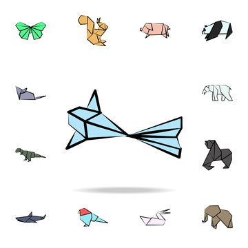 a fish colored origami icon. Detailed set of origami animal in hand drawn style icons. Premium graphic design. One of the collection icons for websites, web design, mobile app