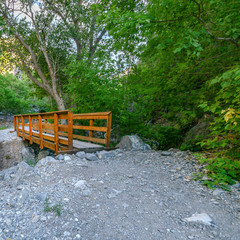Old wooden bridge on a hiking trail in Provo Utah