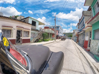 driving an old car in Cuba