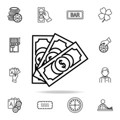 money bills icon. Detailed outline set of casino element icons. Premium graphic design. One of the collection icons for websites, web design