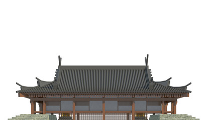 Obraz premium Old japanese building isolated on white background 3d illustration