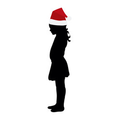 vector, isolated, silhouette baby, girl small, new year