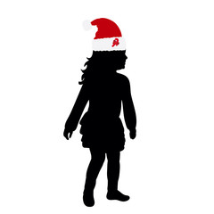 vector, isolated, silhouette baby, girl small, new year