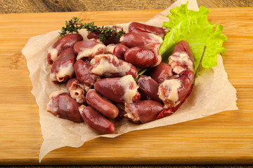 Raw chicken hearts