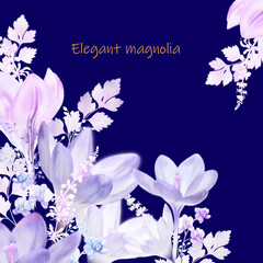 Elegant watercolor magnolia flower