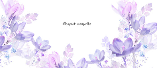 Fototapeta na wymiar Elegant watercolor magnolia flower