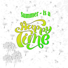 Hand sketched "happy time" lettering typography.