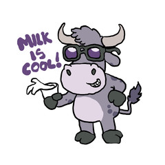 Milk is cool - Ox with sunglasses cartoon