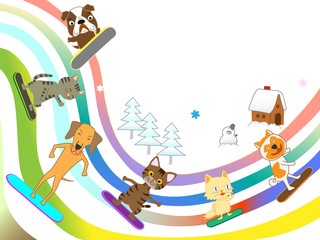 ペットたちのウィンタースポーツ