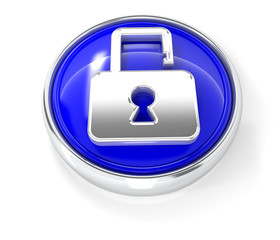 Open lock icon on glossy blue round button