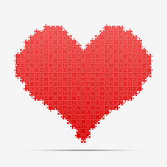 Red Piece Puzzle Heart Valentines Day, Love