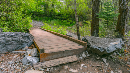 Short and narrow bridge in Provo Utah hiking trail