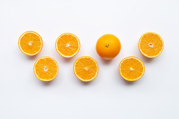 Fresh orange citrus fruit on white