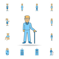 old age of a man color outline icon. One of the collection icons for websites, web design