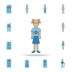 the second childhood period of a girl color outline icon. One of the collection icons for websites, web design