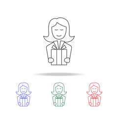 mother with a gift icon. Elements of mother day in multi colored icons. Premium quality graphic design icon. Simple icon for websites, web design, mobile app, info graphics