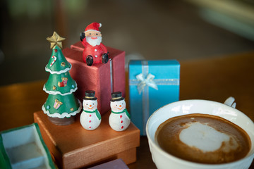 Holiday Background with Christmas tree,set gift ,santa,snowman