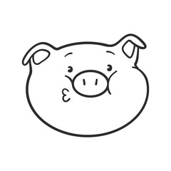 Kissing emoticon icon. Cute little emoji pig is sending a kiss.