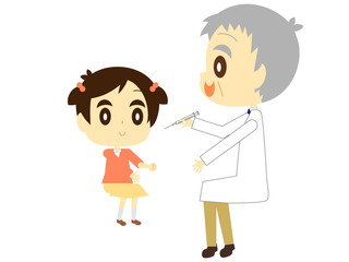 予防接種の注射を受ける女の子