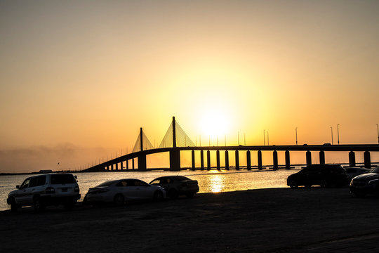 Bateen Bridge at sunset Abu Dhabi, United Arab Emirates (UAE)