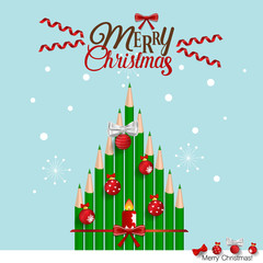 Christmas Greeting Card with Christmas tree. Vector illustration