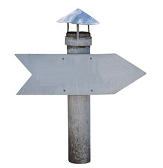 vintage arrow sign of metal isolated on white background