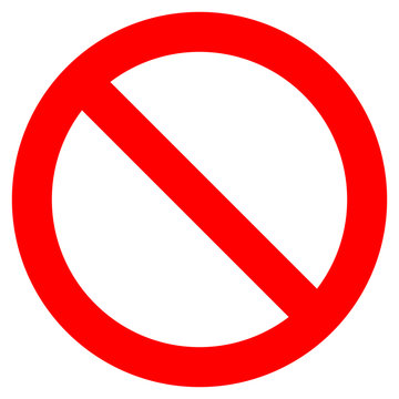 No sign - red thick simple, isolated - vector