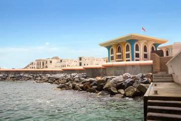 Muscat, Oman, Sultan Qaboos Palace. Sultan Qaboos Palace is one of the symbols of modern Muscat, one of the six residences of Sultan Qaboos.
