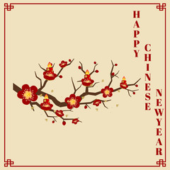 Chinese new year background design with Chinese New Year lettering. Vector Illustration