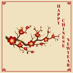 Obraz premium Chinese new year background design with Chinese New Year lettering. Vector Illustration
