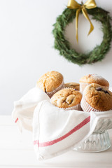 Holiday muffins on white background 