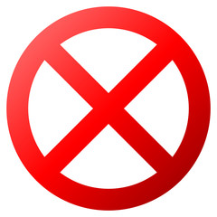 No sign - red thick gradient, isolated - vector