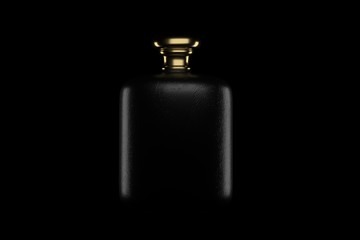 rectangular perfume bottle with gold cap. 3D illustration