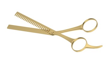 golden scraper scissors isolated on white. 3D illustration