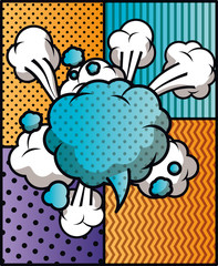 speech bubble and set patterns pop art style