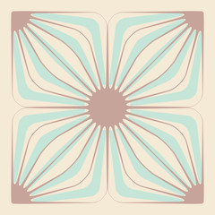 graphic asian style stylized flower soft ivory blue shades
