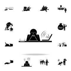 working fatigue icon. Detailed set of chaos element icons. Premium graphic design. One of the collection icons for websites, web design