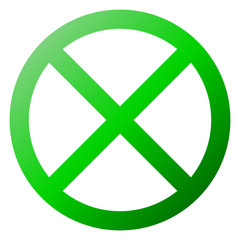 No sign - green thin gradient, isolated - vector